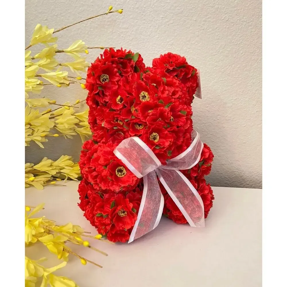 Handmade Red Poppy Bear For Any Occasion